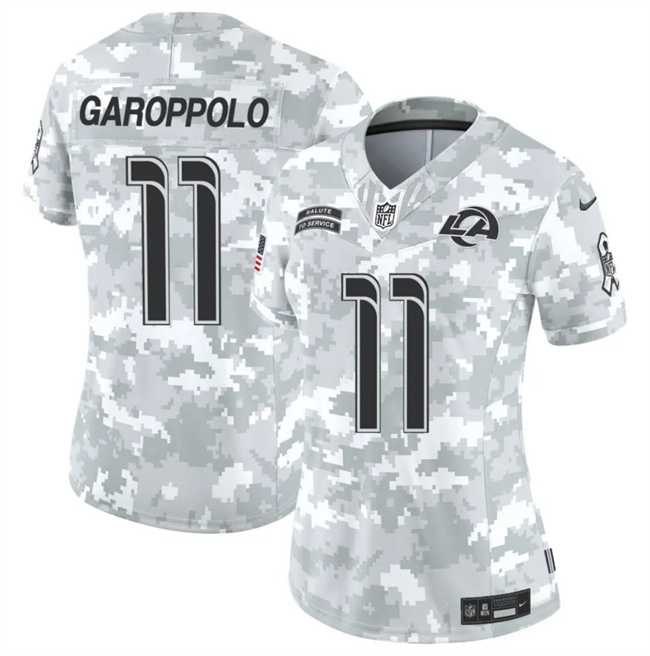 Women%27s Los Angeles Rams #11 Jimmy Garoppolo 2024 F.U.S.E Arctic Camo Salute To Service Limited Stitched Jersey Dzhi